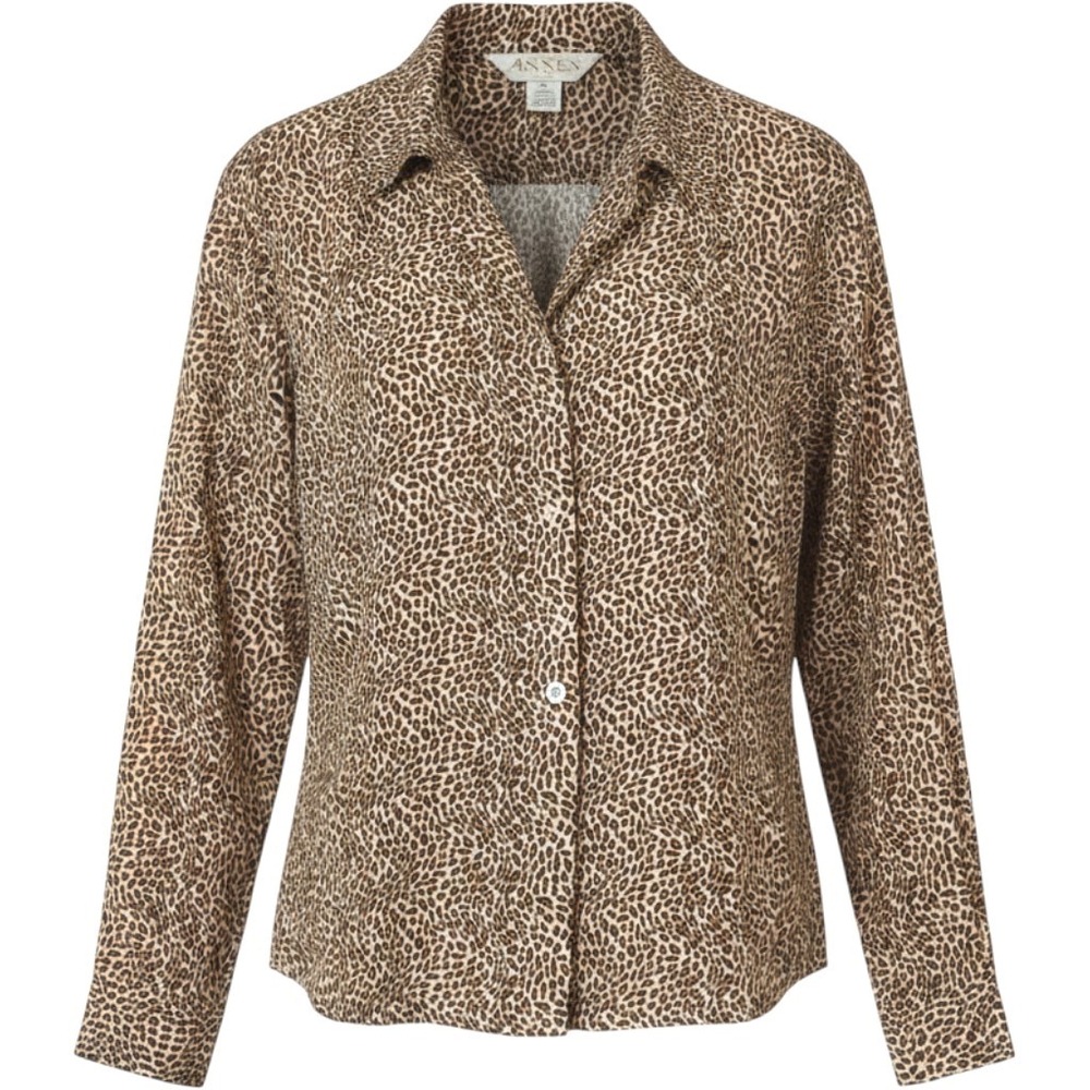 Vtg Annex Silk Cheetah Top Womens 18W Luxury Office Mob Wife Button Up Plus Y2k